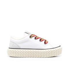 White Cotton Low Top Sneakers