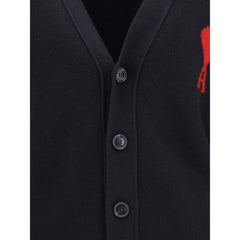 Black Fleece Wool Cardigan