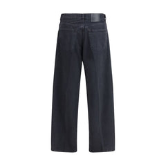 Black Cotton Straight-Leg Jeans