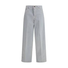 Blue Cotton Straight-Leg Jeans
