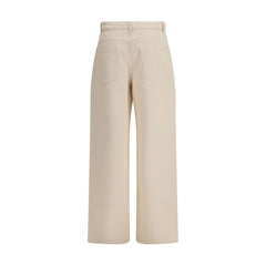 Beige Cotton Casual Pants