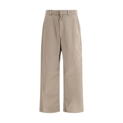 Beige Cotton Casual Pants