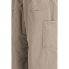 Beige Cotton Casual Pants