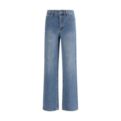 Blue Cotton Straight-Leg Jeans