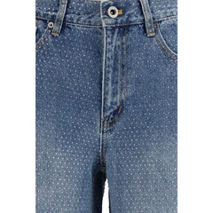 Blue Cotton Straight-Leg Jeans
