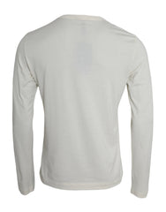 White Cotton Long Sleeve T-Shirt