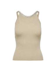 Beige Nylon  Elastane Tank Tops