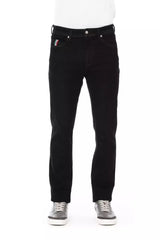 Black Cotton Straight-Leg Jeans