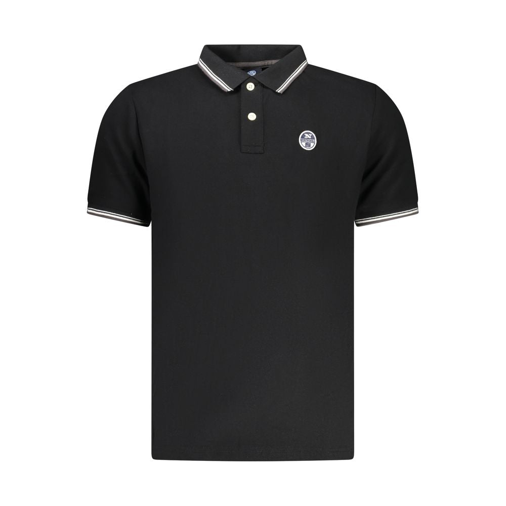 Black Cotton Men Polo