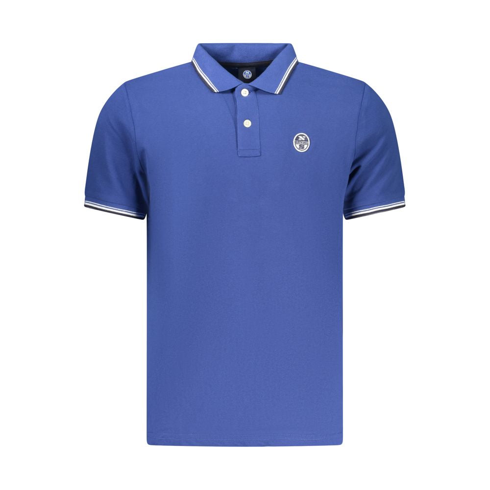 Blue Cotton Men Polo Shirt