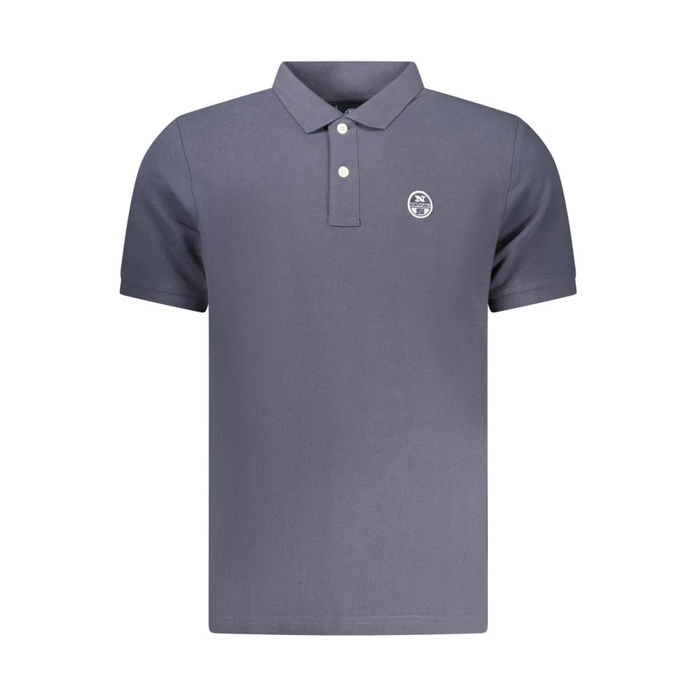 Blue Cotton Men Polo