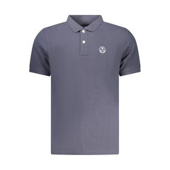 Blue Cotton Men Polo