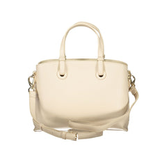 Beige Polyurethane Women Handbag
