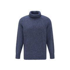 Blue Alpaca Leather Turtleneck