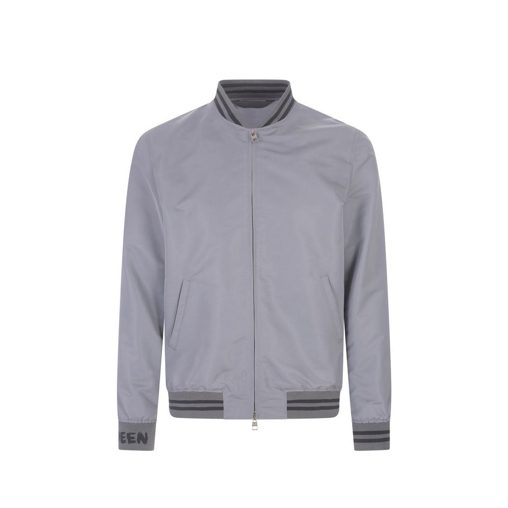 Gray Polyester Bomber