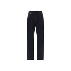 Black Cotton Straight-Leg Jeans
