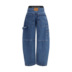 Blue Cotton High-Waisted Jean