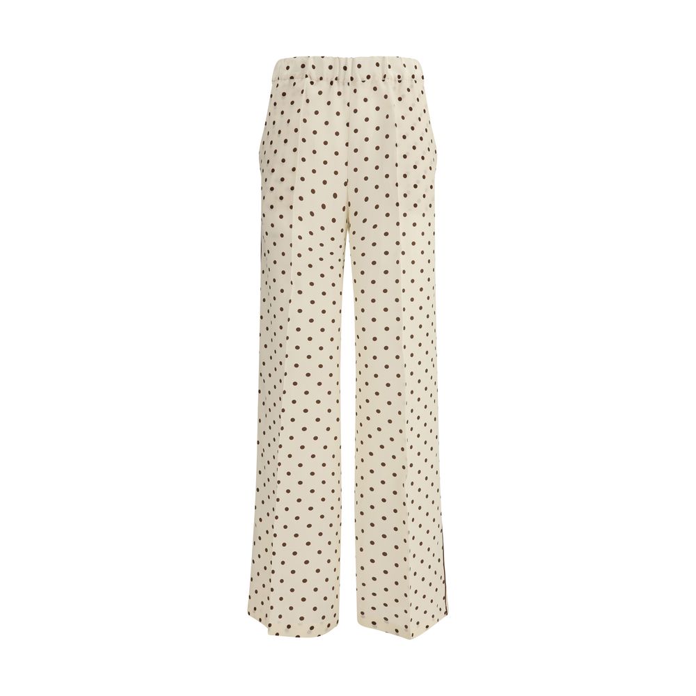 Beige Silk Casual Pants
