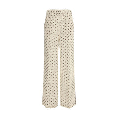 Beige Silk Casual Pants