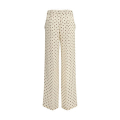 Beige Silk Casual Pants