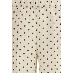 Beige Silk Casual Pants