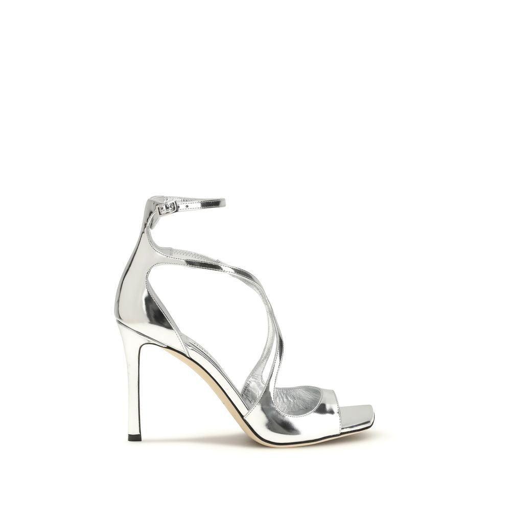 Silver Calf Leather Bos Taurus Stiletto Heel Sandals