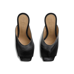 Black Lamb Leather Mules