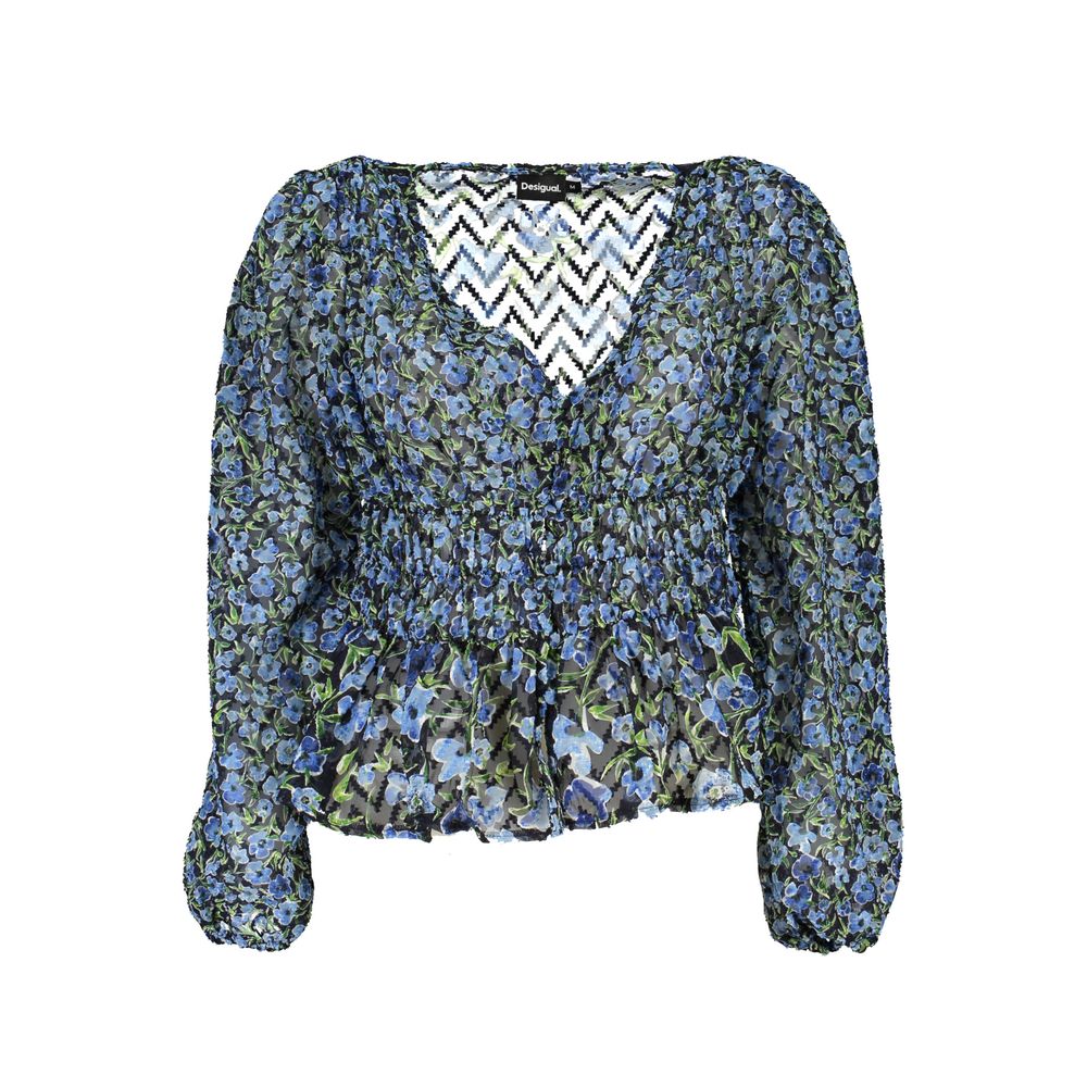 Blue Polyester Women Blouse