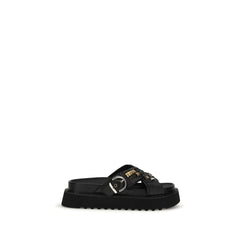 Black Goatskin Platform Sandals