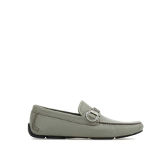 Gray Calfskin Slip-On Loafers