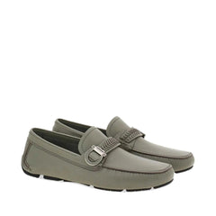 Gray Calfskin Slip-On Loafers
