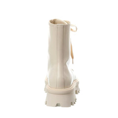 White Calfskin Lace-Up Boots