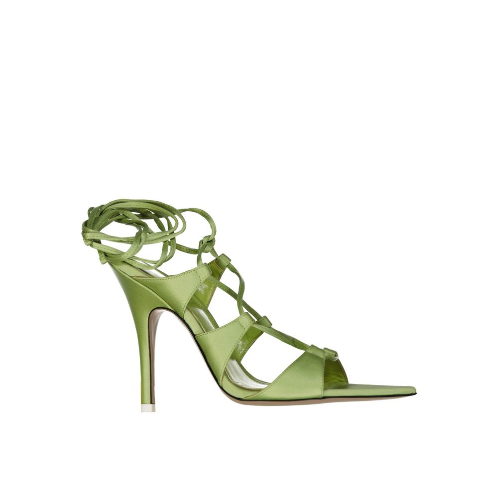 Bicolor Silk Stiletto Heel Sandals