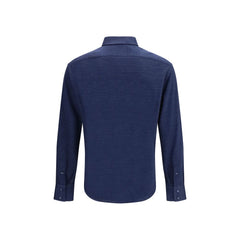 قميص أزرق من الكتان