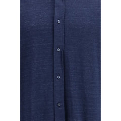 قميص أزرق من الكتان