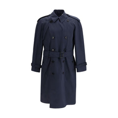 Blue Polyester Trench Coat