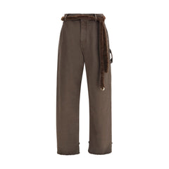 Brown Cotton Casual Pants