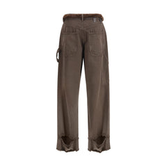 Brown Cotton Casual Pants