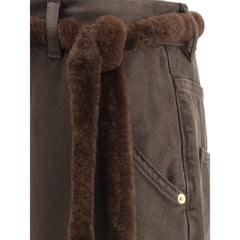 Brown Cotton Casual Pants