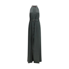 Bicolor Acetate Long Dress