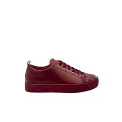 Red Leather Women Sneaker with Platform Sole