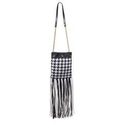 Black And White Leather And Textile Shoulder Bag