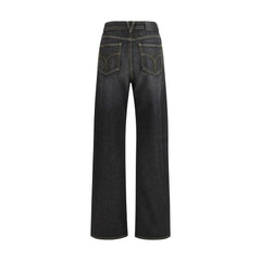 Black Cotton Straight-Leg Jeans