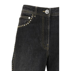 Black Cotton Straight-Leg Jeans
