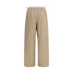 Beige Cotton Casual Pants
