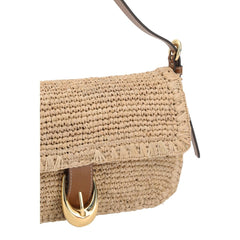 Beige Raffia Shoulder Bag