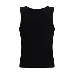 Black Cotton Sleeveles T-Shirt