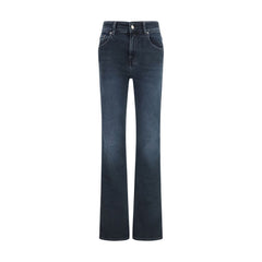 Blue Cotton Flared Jeans