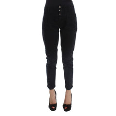 Black Cotton Cropped Jeans