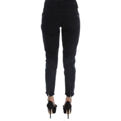 Black Cotton Cropped Jeans